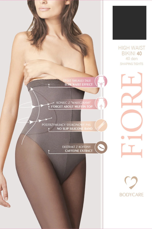 Silonkové punčocháče Fiore High Waist Bikini 40 den M5219 Barva: Černá, Velikost: S