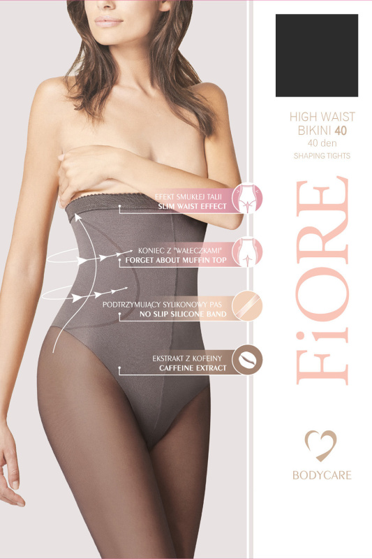 Silonkové punčocháče Fiore High Waist Bikini 40 den M5219 Barva: Černá, Velikost: S