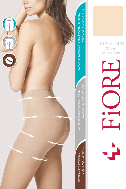 Silonkové punčocháče Fiore Total Slim 20 den M5206 Barva: Béžová, Velikost: 5-XL