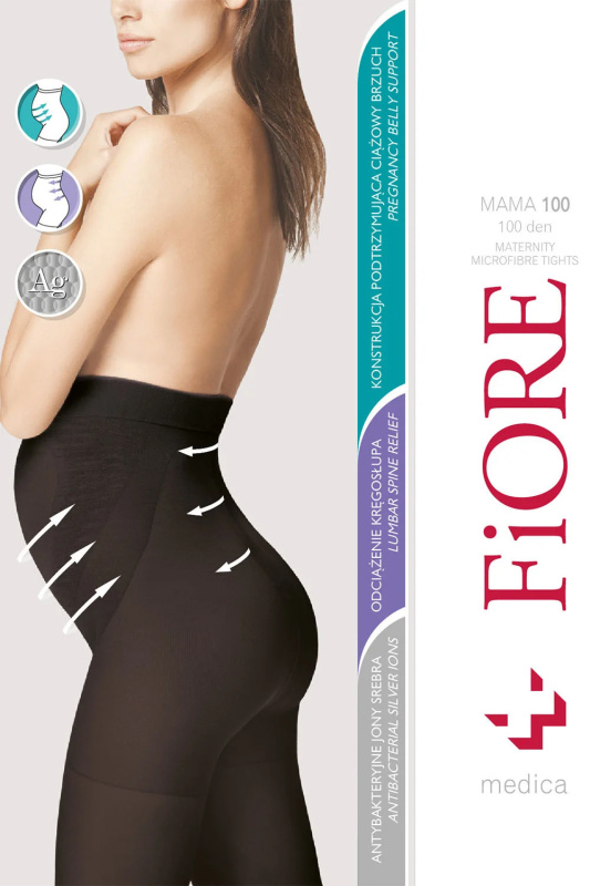 Silonkové punčocháče Fiore Mama 100 den M5215 Barva: Černá, Velikost: 5-XL