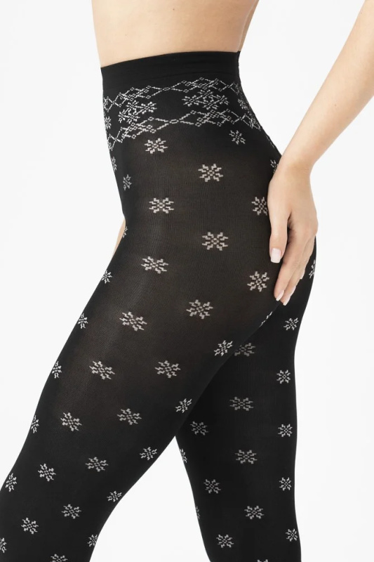 Dámské punčochové kalhoty Fiore G 6077 Snowflake 40 den 2-4 černá-ecru 4-L