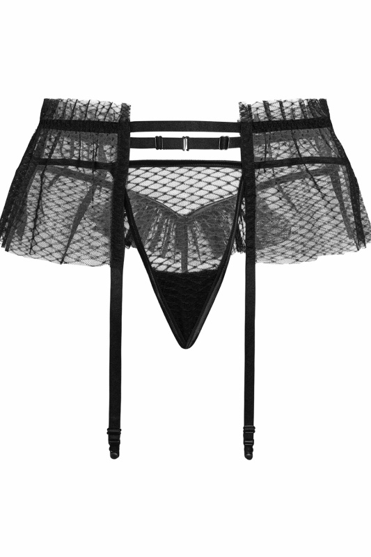 Podvazkový pás  + tanga Fiore Miracolo O8019A Barva: Černá, Velikost: XL