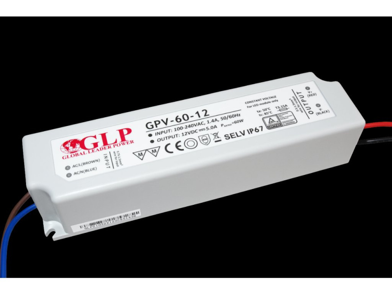 GLP GPV, 60W LED zdroj GPV-60-12, 5A, 12V