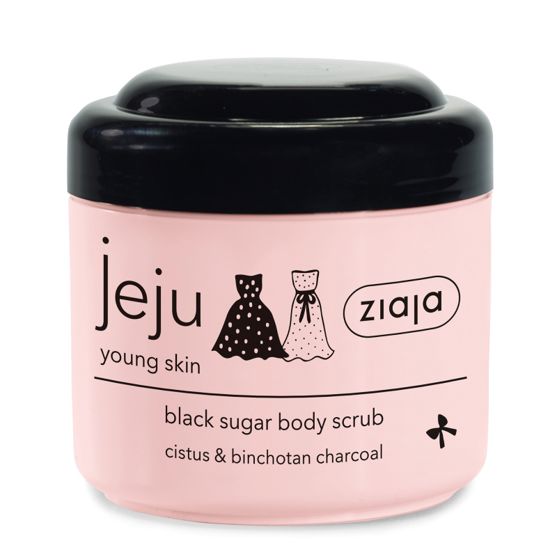 Ziaja Jeju Young Skin cukrový tělový peeling černý 200 ml