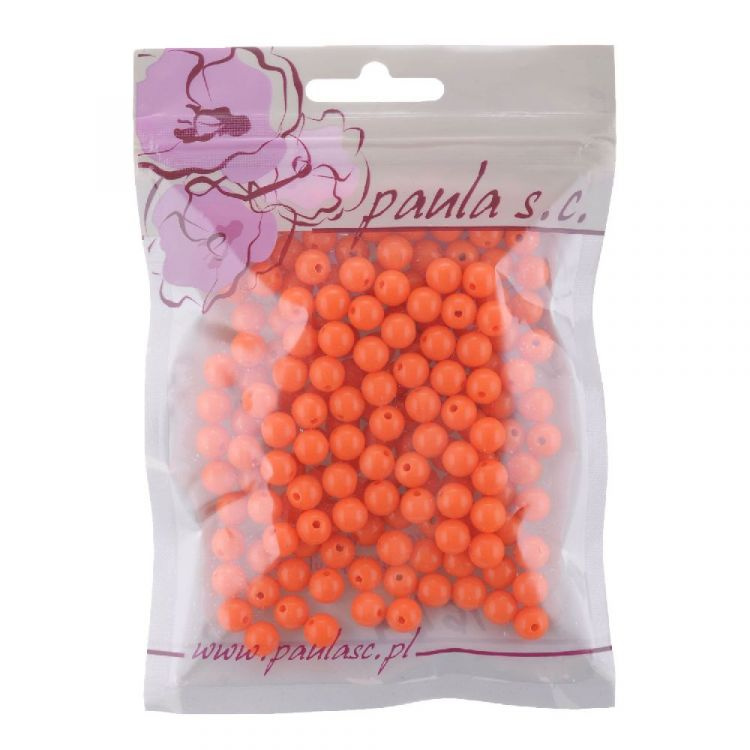 Korálky kulaté 8mm, 50g - oranžové