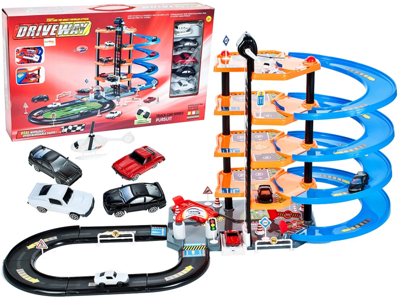 Parkovací garáž se silničním okruhem a autíčky