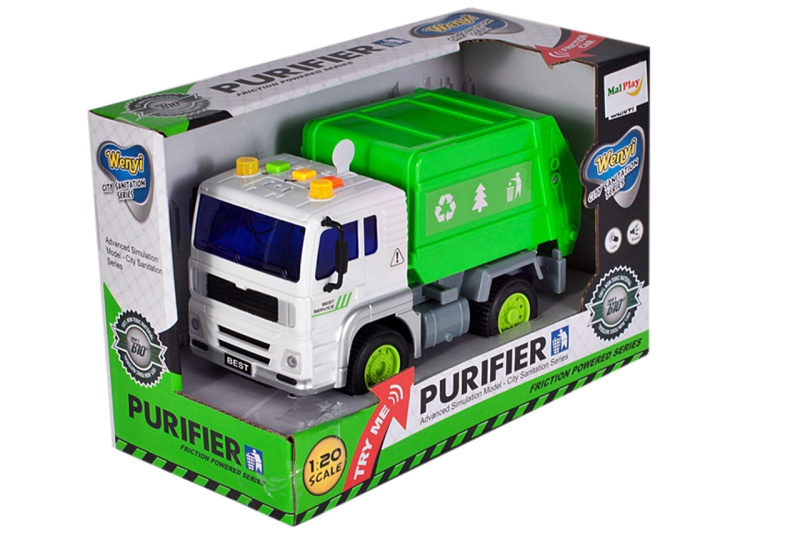 Popelářské auto s hudbou, světly a výtahem 1:20