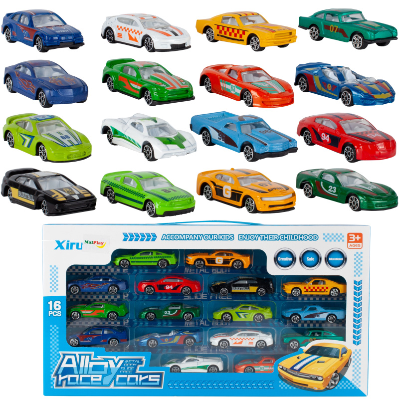 Sada 16 plastových autíček 1:64