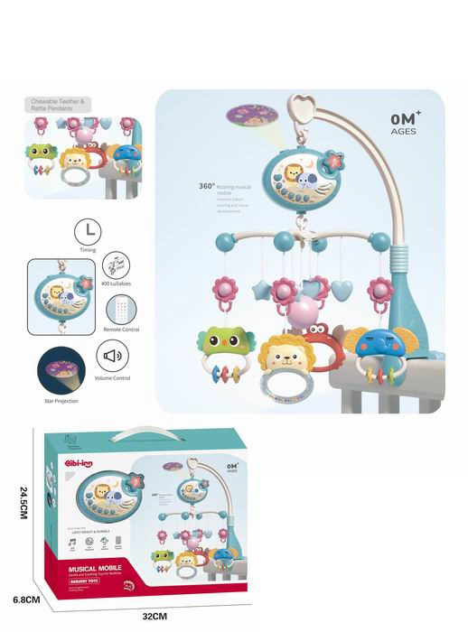 Kolotoč nad postýlku se zvířátky modrý