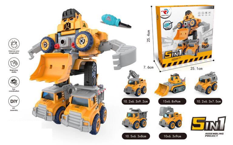 Robot 5v1 přeměnitelný na vozidla DIY