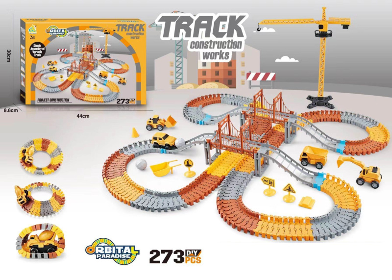 kolejová dráha se 2 mosty, 273 dílků (1 autíčko)