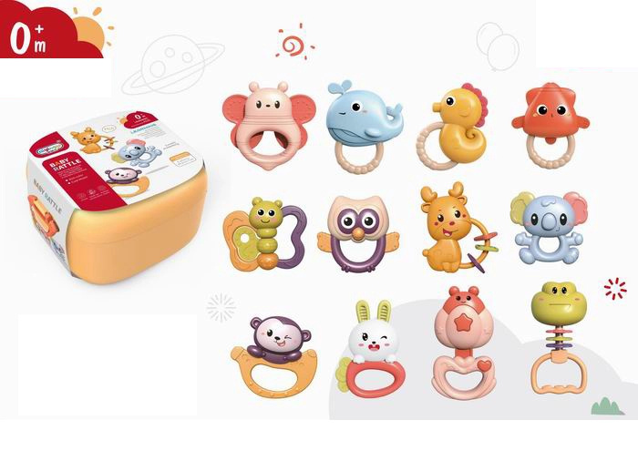 sada chrastítek 12 ks v kufříku