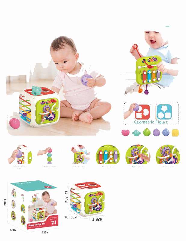 edukační kostka 7v1 se sortérem, kostkami a xylofonem