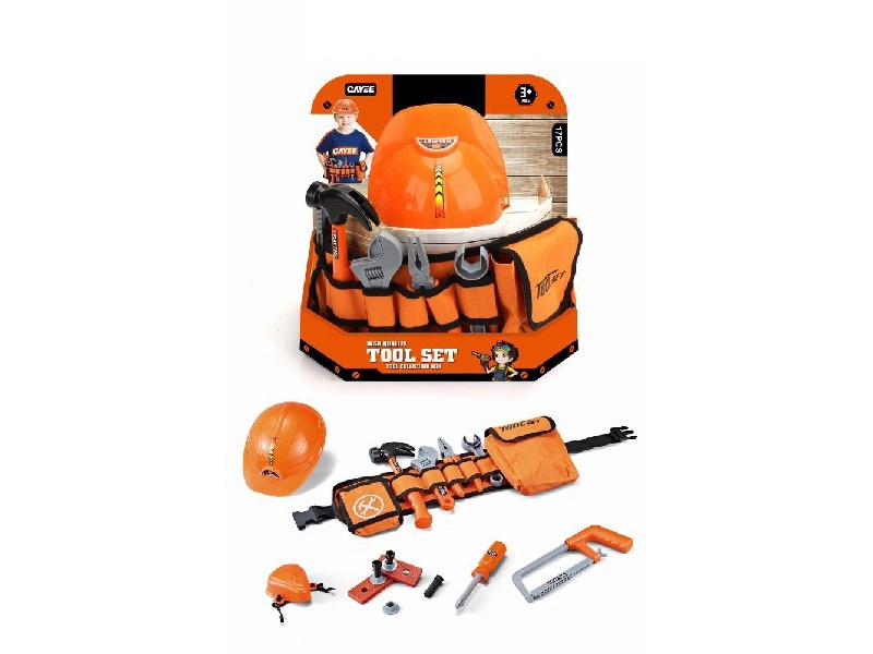 Dětský opasek s nářadím a helmou, 17 dílů