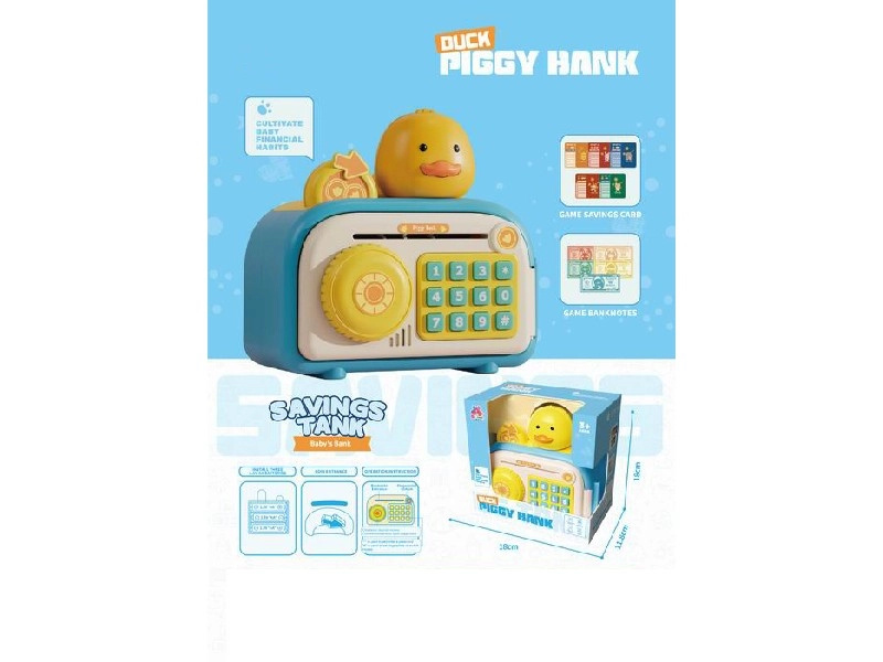 Elektronická dětská pokladnička sejf Kaczuszka s PIN a otiskem prstu