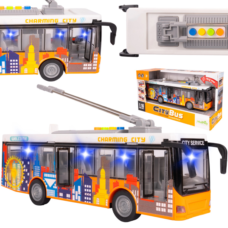 Městský autobus 1:16 se světlem a zvukem – červený