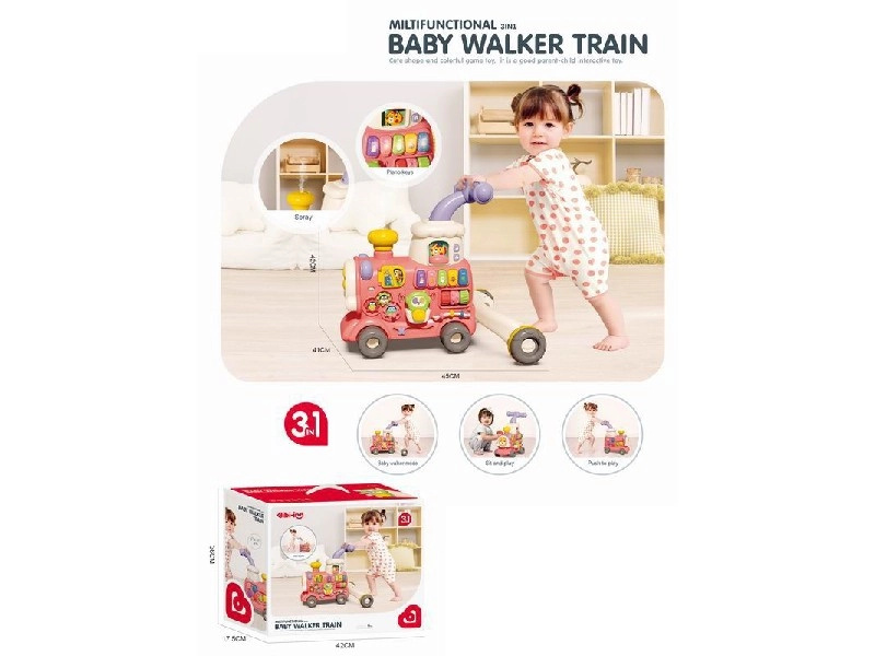 chodítko a odrážedlo vláček 3v1 růžové