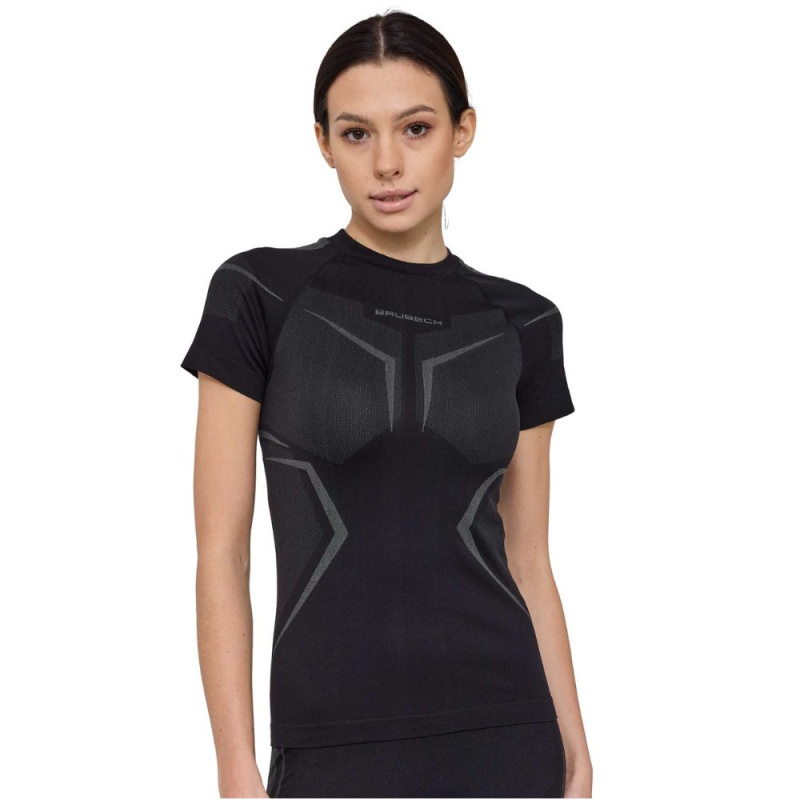Dámské funkční triko Brubeck Dry s krátkým rukávem SS1465W Black/Graphite M