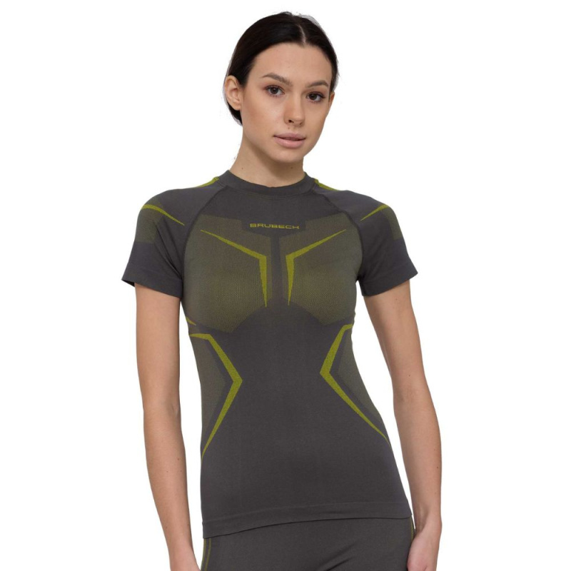 Dámské funkční triko Brubeck Dry s krátkým rukávem SS1465W Grey/Lime S