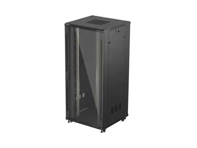 19" VOLNĚ STOJÍCÍ RACKOVÁ SKŘÍŇ 37U 800X800 ČERNÉ SKLENĚNÉ DVEŘE LANBERG (PLOCHÉ BALENÍ)
