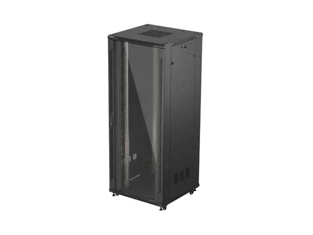 19" VOLNĚ STOJÍCÍ RACKOVÁ SKŘÍŇ 42U 800X800 ČERNÉ SKLENĚNÉ DVEŘE LANBERG (PLOCHÉ BALENÍ)
