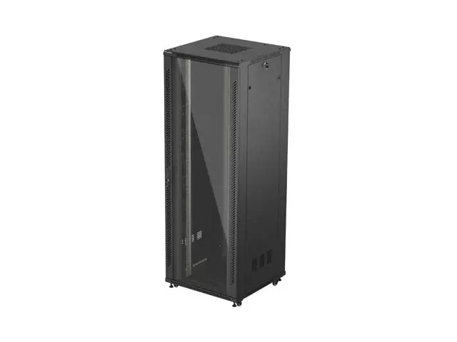 19" VOLNĚ STOJÍCÍ RACKOVÁ SKŘÍŇ 47U 800X800 ČERNÉ SKLENĚNÉ DVEŘE LANBERG (PLOCHÉ BALENÍ)
