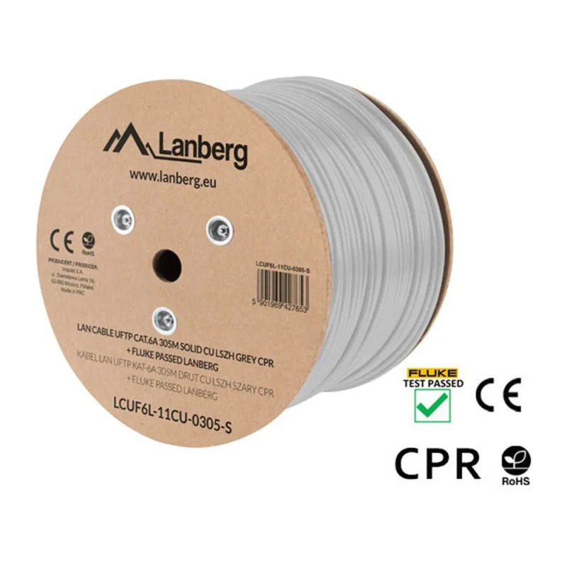 LAN KABEL CAT.7 SFTP 305M PEVNÝ CU LSZH ŠEDÝ CPR +