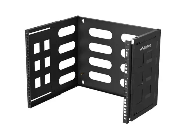 SKLÁDACÍ DRŽÁK PRO MONTÁŽ NA STĚNU 19" 8U 497X400/240 ČERNÝ LANBERG
