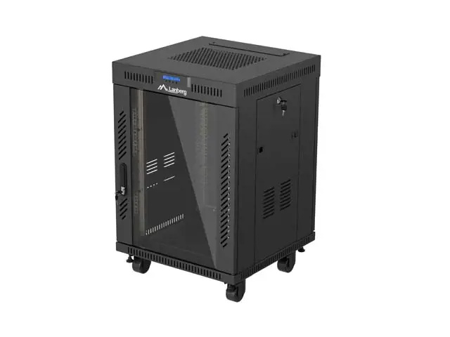 19" VOLNĚ STOJÍCÍ RACKOVÁ SKŘÍŇ 15U/600X600 (FLAT PACK) S PROSKLENÝMI DVEŘMI LCD ČERNÁ LANBERG V2
