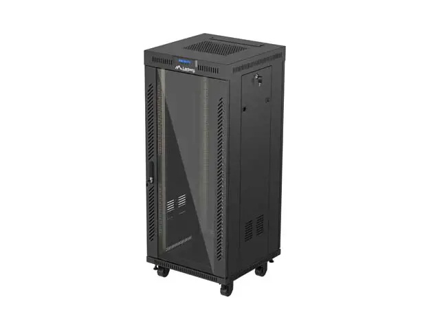 19" VOLNĚ STOJÍCÍ RACKOVÁ SKŘÍŇ 27U/600X600 (FLAT PACK) S PROSKLENÝMI DVEŘMI LCD ČERNÁ LANBERG V2