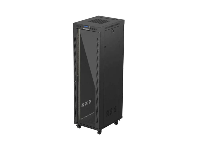 LANBERG 19" VOLNĚ STOJÍCÍ RACKOVÁ SKŘÍŇ 42U/600X800 (FLAT PACK) S PROSKLENÝMI DVEŘMI LCD ČERNÁ