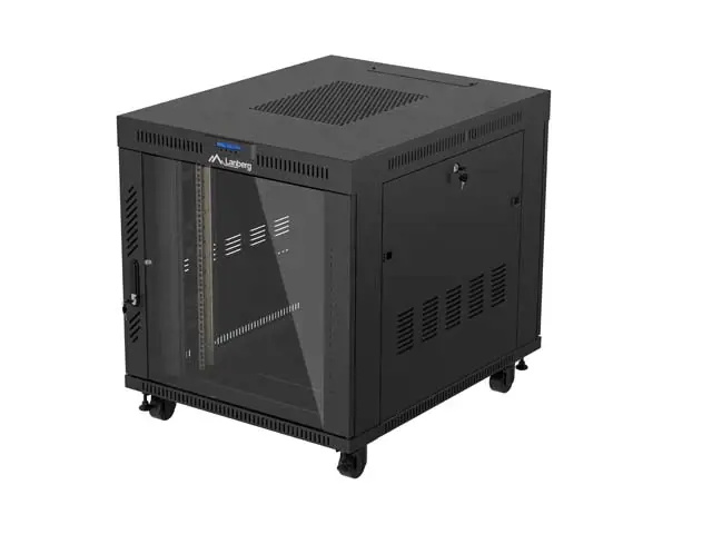 19" VOLNĚ STOJÍCÍ RACKOVÁ SKŘÍŇ 15U/800X1000 (FLAT PACK) S PROSKLENÝMI DVEŘMI LCD ČERNÁ LANBERG V2