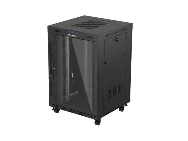 19" VOLNĚ STOJÍCÍ RACKOVÁ SKŘÍŇ 22U/800X800 (FLAT PACK) S PROSKLENÝMI DVEŘMI LCD ČERNÁ LANBERG V2
