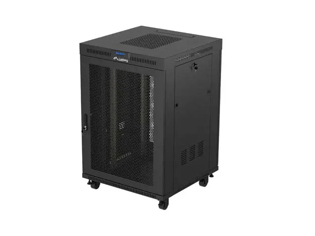 19" VOLNĚ STOJÍCÍ RACKOVÁ SKŘÍŇ 22U/800X800 (FLAT PACK) ČERNÁ S PROSKLENÝMI DVEŘMI LCD LANBERG V2