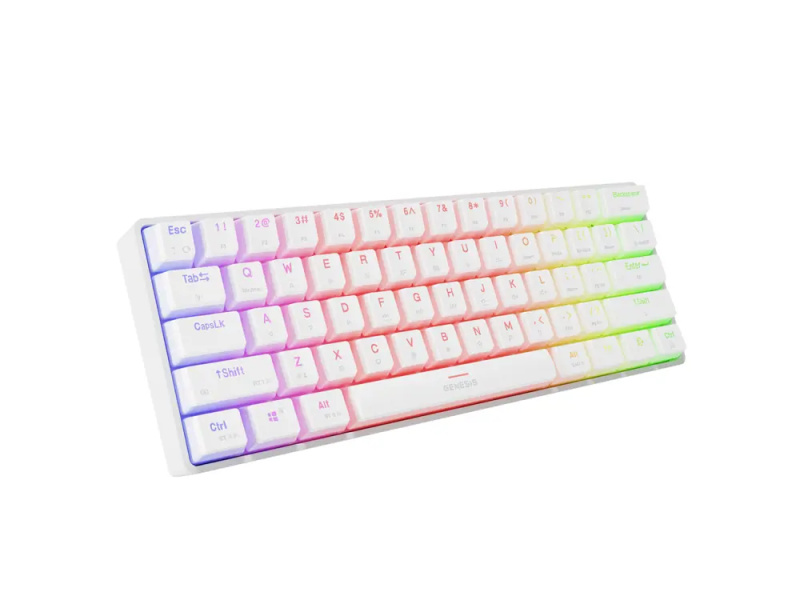 GAMING KEYBOARD GENESIS THOR 660 G2 US WHITE WIRELESS RGB MECHANICAL GATERON RED Bílá