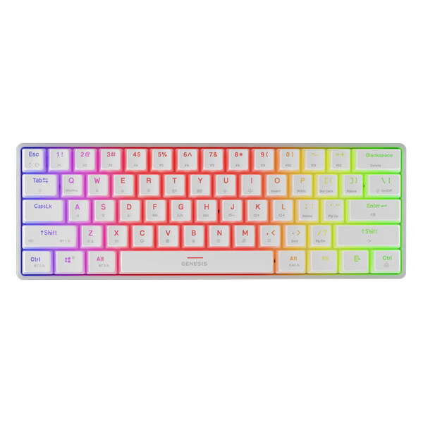 GAMING KEYBOARD GENESIS THOR 660 G2 US WHITE WIRELESS RGB MECHANICAL GATERON RED Bílá