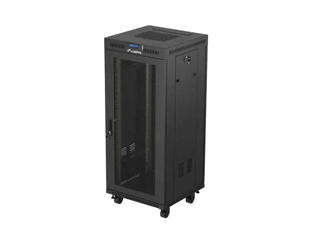 19" VOLNĚ STOJÍCÍ RACKOVÁ SKŘÍŇ 27U/600X600 (FLAT PACK) SE SÍŤOVANÝMI DVEŘMI LCD ČERNÁ LANBERG V2