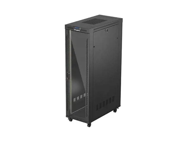 19" VOLNĚ STOJÍCÍ RACKOVÁ SKŘÍŇ 42U 600X1200 ČERNÉ SKLENĚNÉ DVEŘE LCD LANBERG (FLAT PACK) V2