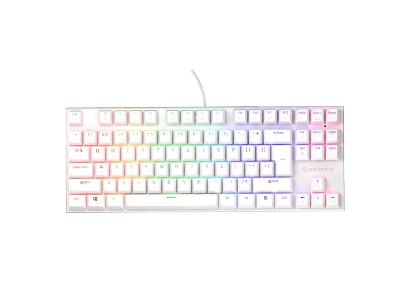 Genesis THOR 303 TKL RGB herní klávesnice bílá US Silent switch NKG-2063