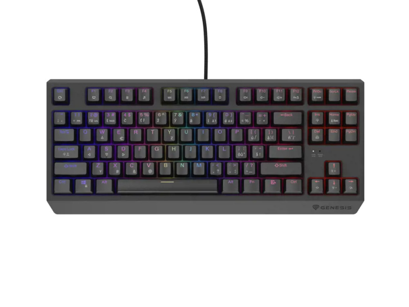 GAMING KEYBOARD GENESIS THOR 230 TKL CZ/SK RGB MECHANICAL OUTEMU RED BLACK HOT SWAP Černá