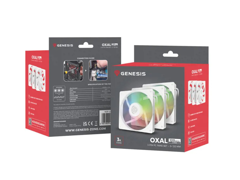 Genesis OXAL 120 ARGB bílý 3-PACK (NGF-2266) Bílá