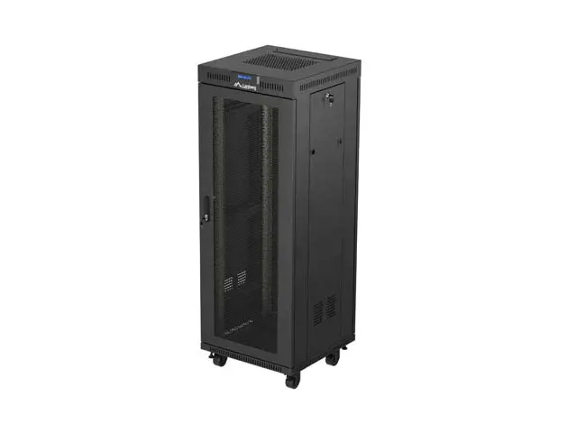 19" VOLNĚ STOJÍCÍ RACKOVÁ SKŘÍŇ 32U 600X600 ČERNÁ LCD S PERFOROVANÝMI DVEŘMI LANBERG (PLOCHÉ BALENÍ)