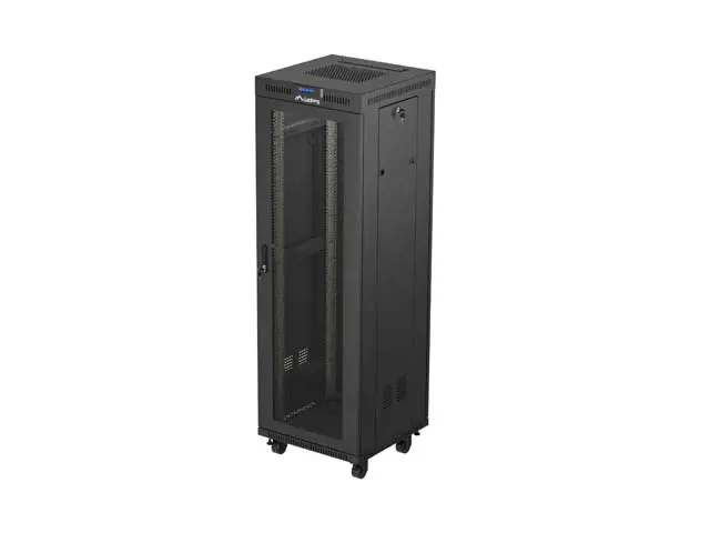 19" VOLNĚ STOJÍCÍ RACKOVÁ SKŘÍŇ 37U 600X600 ČERNÁ LCD S PERFOROVANÝMI DVEŘMI LANBERG (PLOCHÉ BALENÍ)