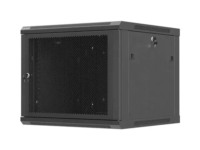 LANBERG NÁSTĚNNÁ INSTALAČNÍ SKŘÍŇ 19" 9U 600X600 ČERNÉ PERFOROVANÉ DVEŘE (PLOCHÉ BALENÍ)