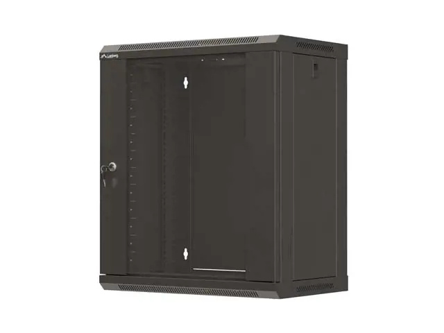 LANBERG 19" RACKOVÁ SKŘÍŇ PRO MONTÁŽ NA STĚNU 12U/540X350 (PLOCHÉ BALENÍ) S PROSKLENÝMI DVEŘMI ČERNÁ