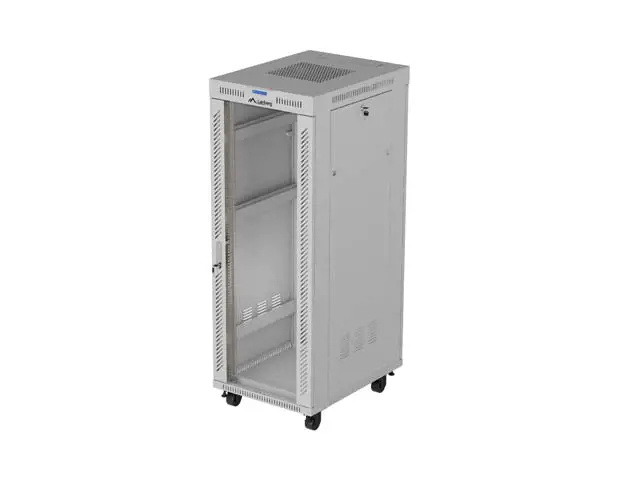 19" VOLNĚ STOJÍCÍ RACKOVÁ SKŘÍŇ 32U 600X800 ŠEDÉ SKLENĚNÉ DVEŘE LCD LANBERG (FLAT PACK) V2
