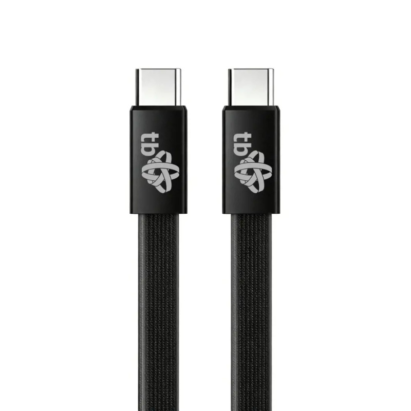 TB plochý kabel USB-C na USB-C, 1m,  černý