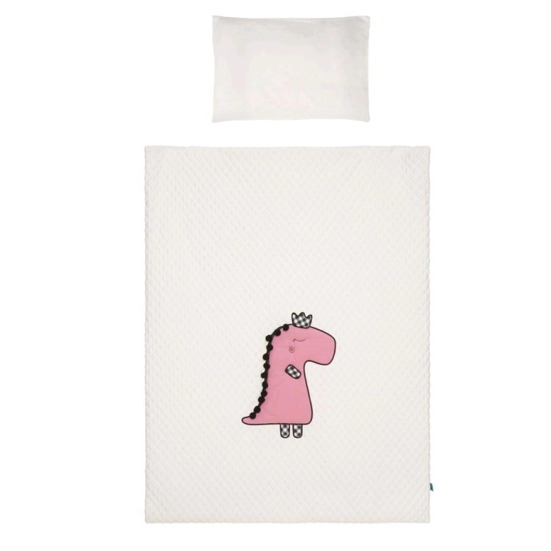 3dílné ložní povlečení do postýlky Belisima dino 3D, 90 × 120 cm, smetanovo-růžové