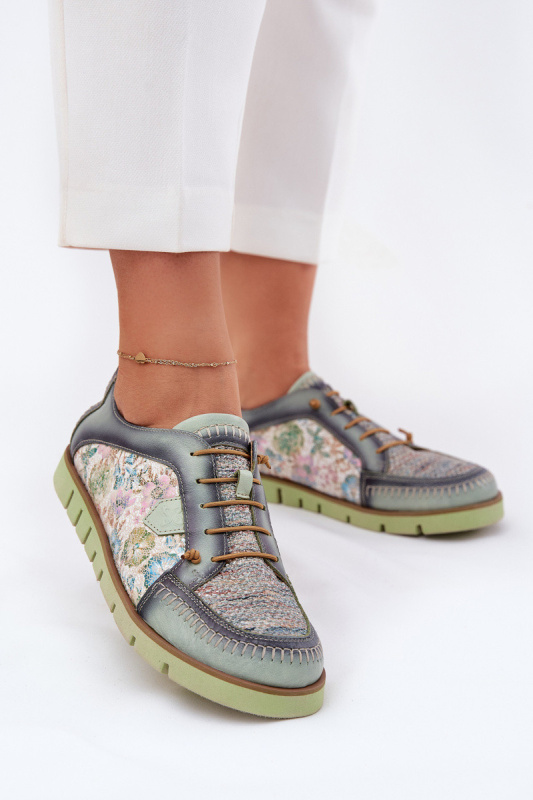 Kožené dámské polobotky s vzorem Maciejka 06784-09 zelené 37