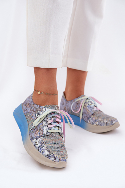 Dámské Kožené Polobotky Sneaker na Platformě Maciejka 06776A-06 Modré 36
